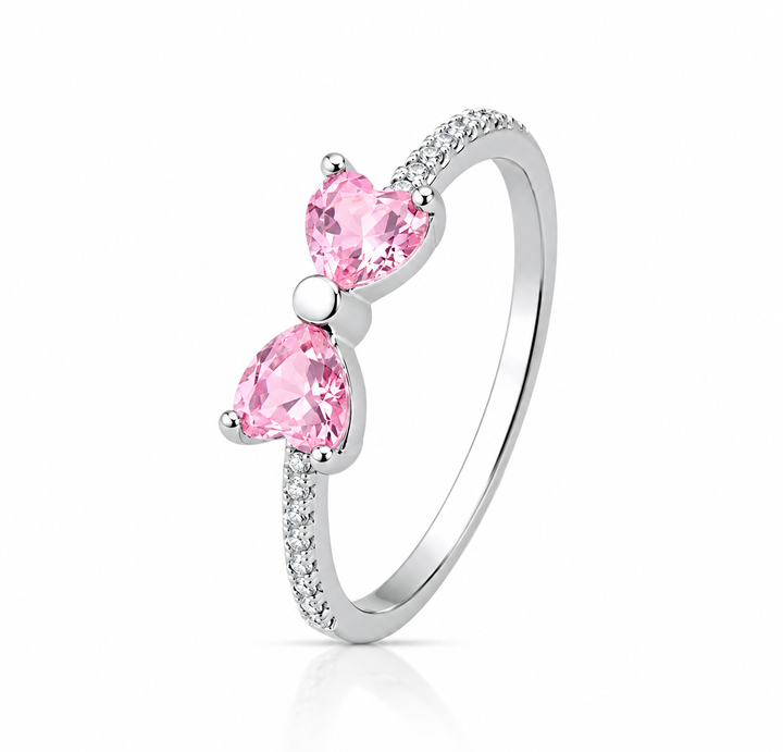 Anel Feminino em Prata 925 com Lacinho e Pedras Cravejadas