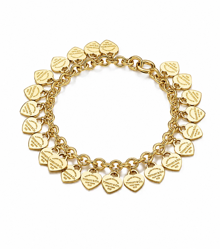 Pulseira Multicorações Banhada Ouro Feminina